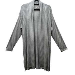 Lou & Grey Cardigan Womens Large Striped Open Front Lightweight Duster‎ Sweater